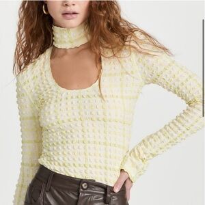 Nanushka Yellow Textured Long Sleeve Top